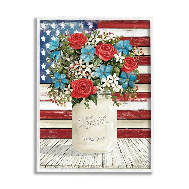 Stupell Industries Americana Flag Festive Bouquet Framed Giclee