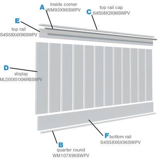 Ekena Millwork 104 in. x 58 in. x 96 in. PVC Deluxe Shiplap Nickel Wainscoting Moulding Kit (for Heights up to 105-58 in.) WPKP104NGD