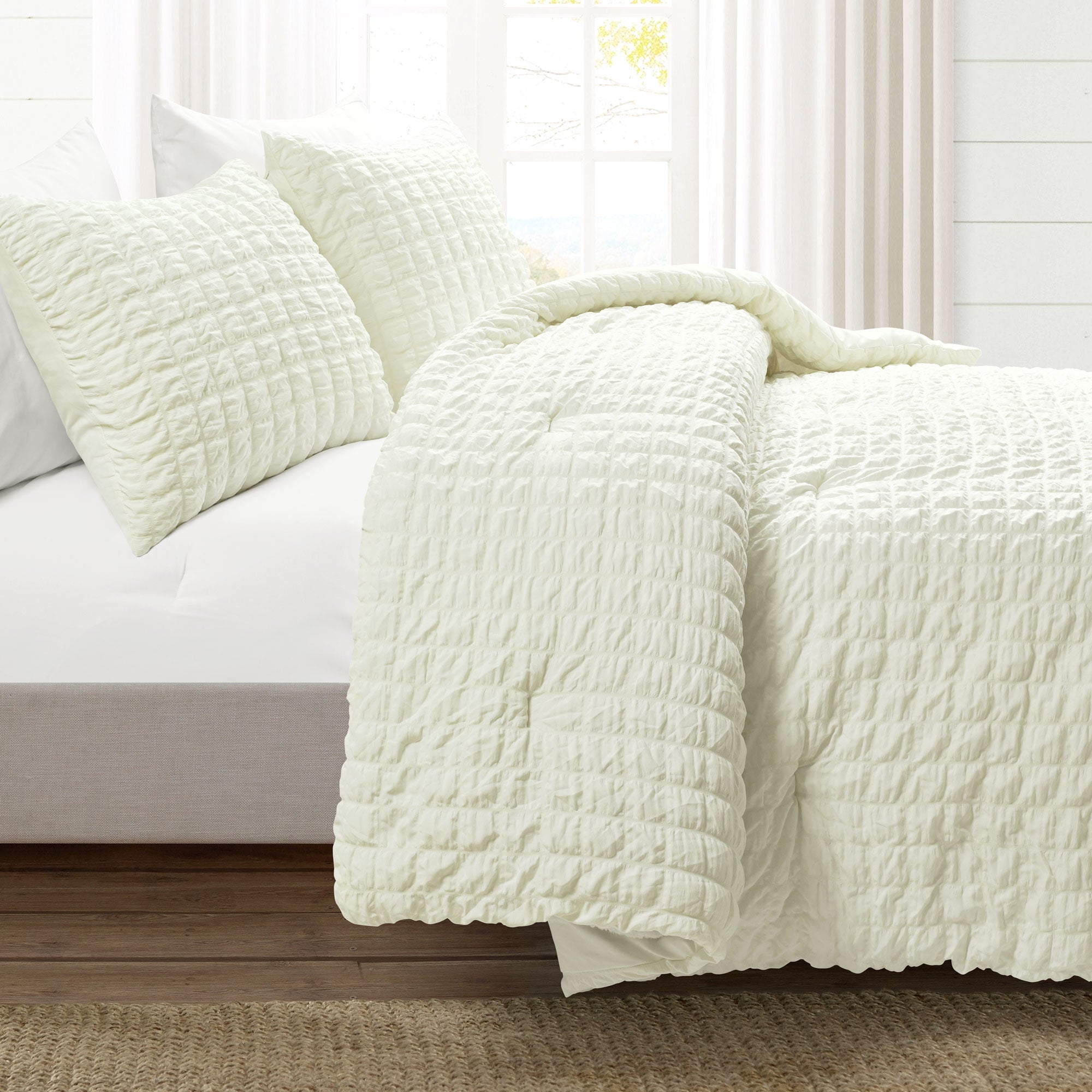 Crinkle Textured Dobby Comforter Set