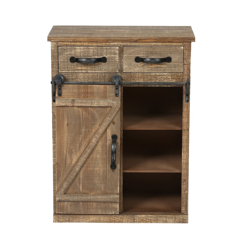 Brown Rustic Sliding Barn Door Storage Cabinet   31.8\