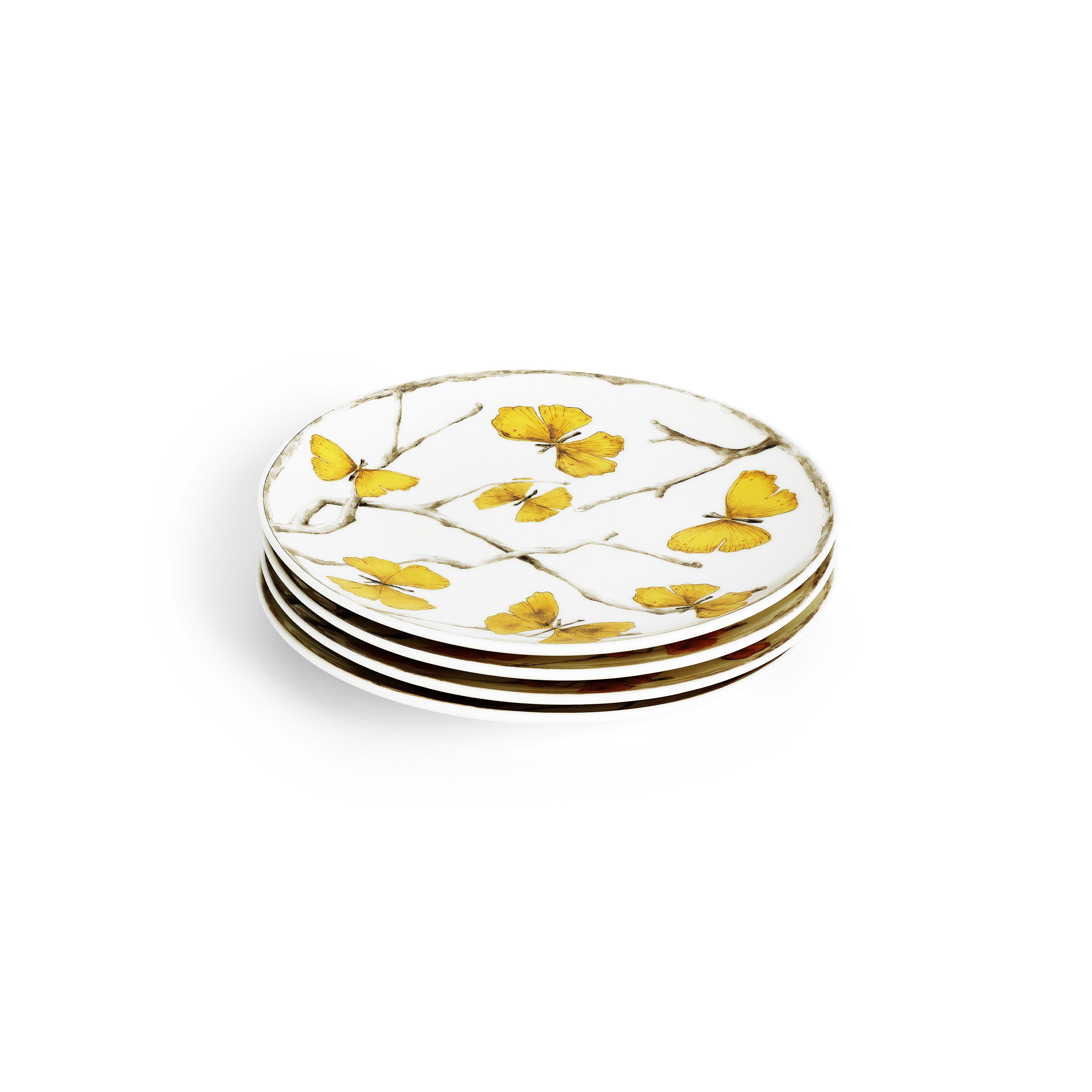 Butterfly Ginkgo Gold Tidbit Plate Set