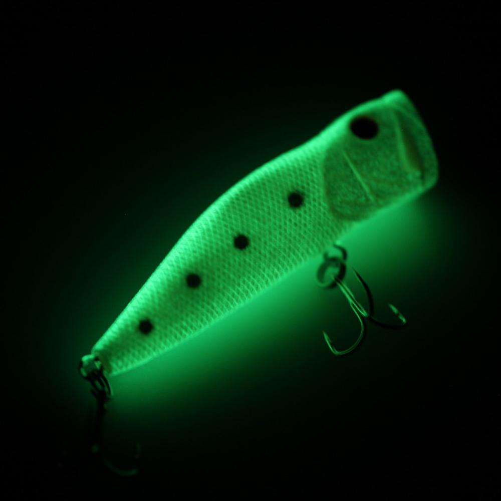 Night Fishing Luminous Popper Floating Lure Catfish Snakehead Bass Bait Hard Artificial Bait With Two Triangle Hooks