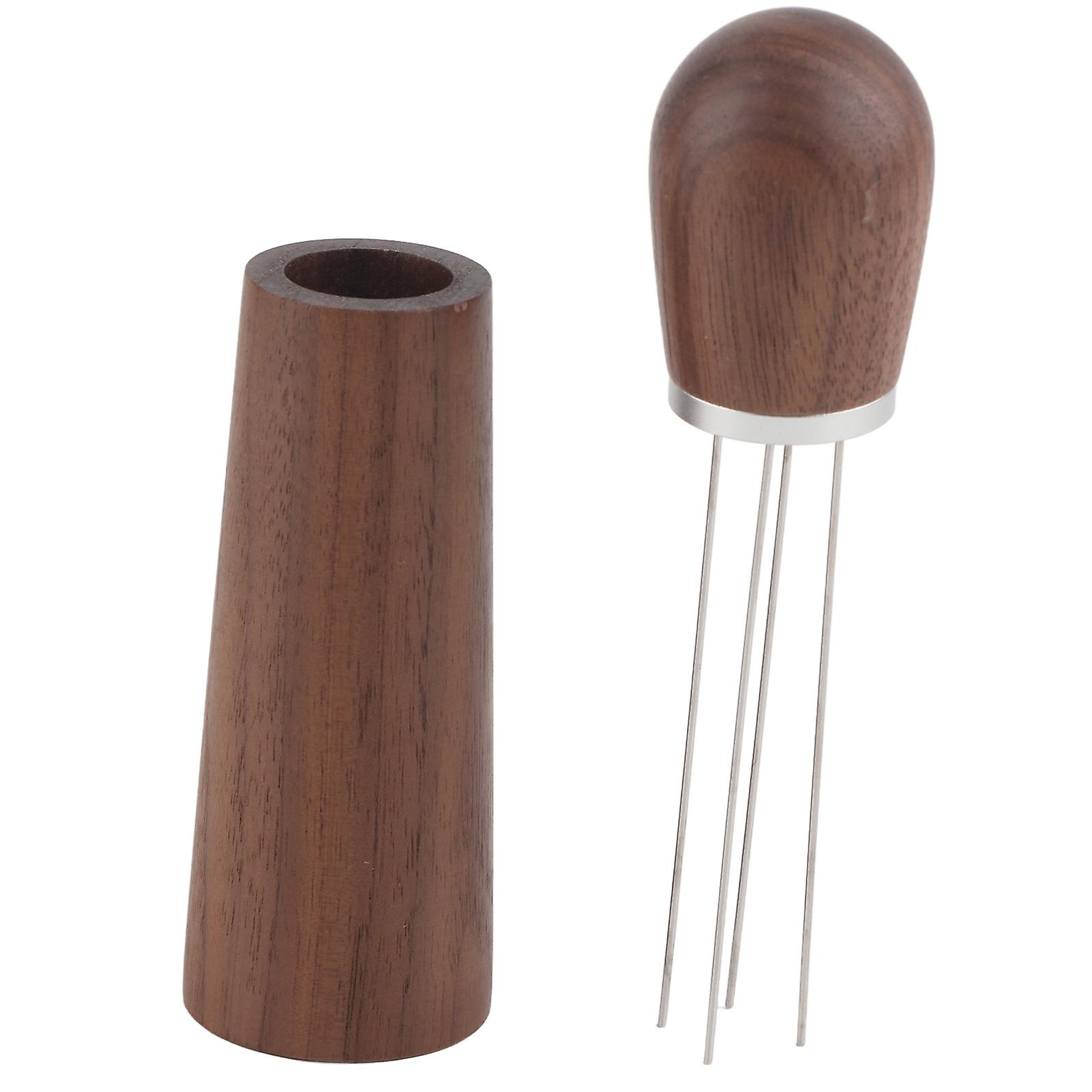 Needle Distributor Portable Coffee Powder Stainless Steel Stirring Tool With Wooden Handle