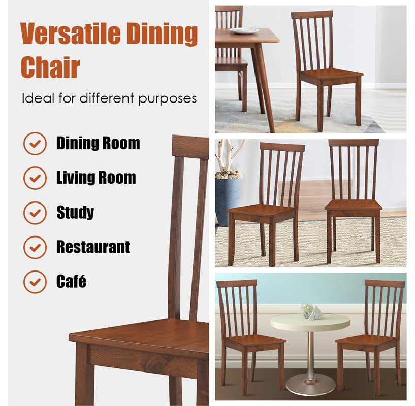 Costway Contemporary Rubber Wood Dining Chairs in Walnut (Set of 4)   Transitional   Dining Chairs   by Homesquare  Houzz