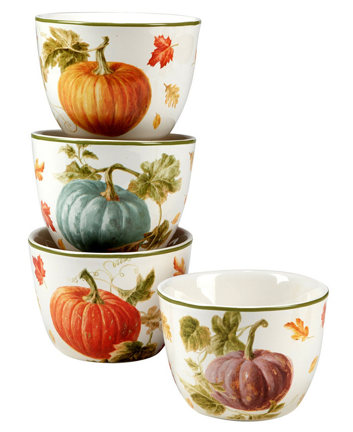 Certified International Autumn Harvest Ice Cream Bowl Set of 4