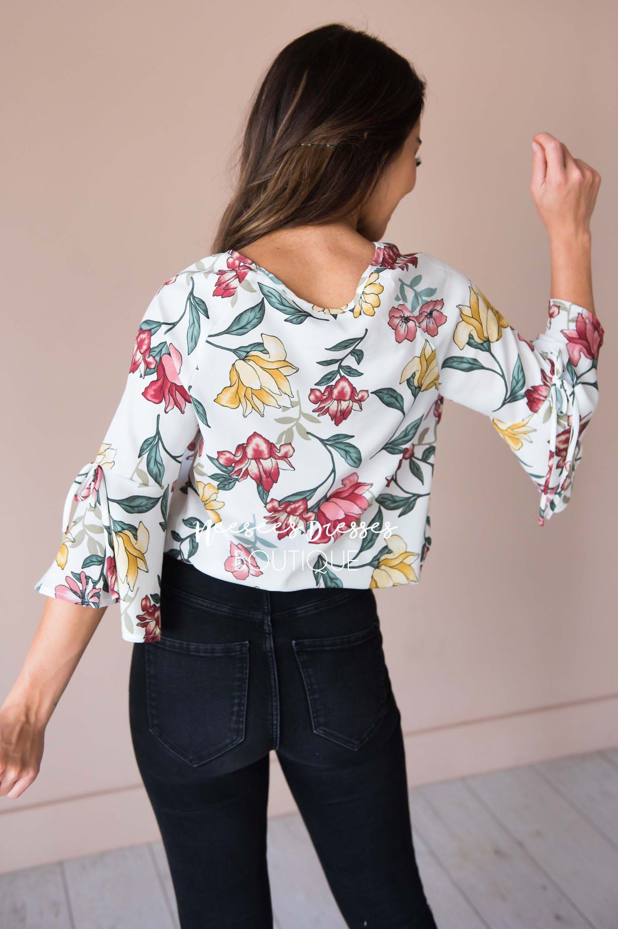 Falling For Floral Bell Sleeve Top