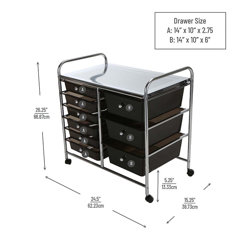 Mind Reader Storage Drawer Rolling Utility Cart