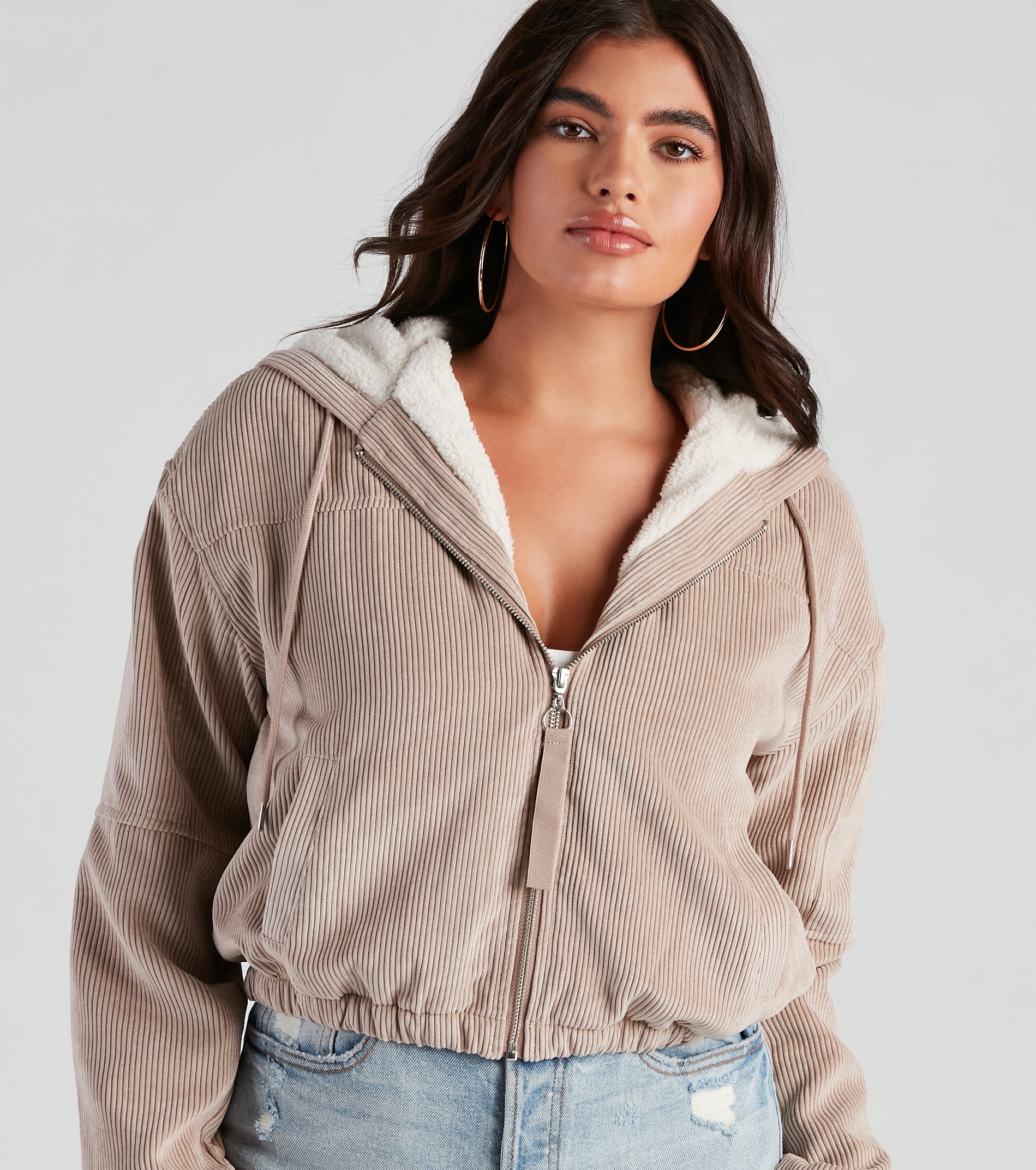 Corduroy Cutie Cropped Sherpa Jacket