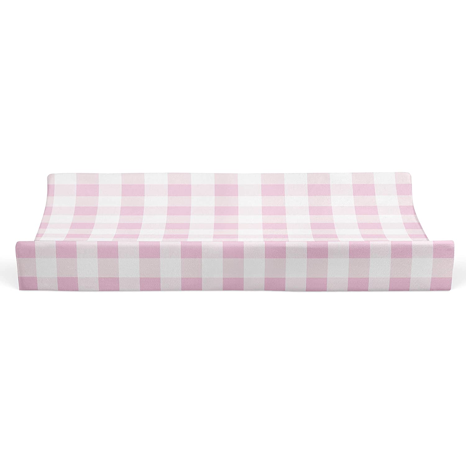 Changing Pad Cover Girl， Baby Changing Table Covers for Girls， Farmhouse Nursery Decor Pink Gingham Plaid Squares