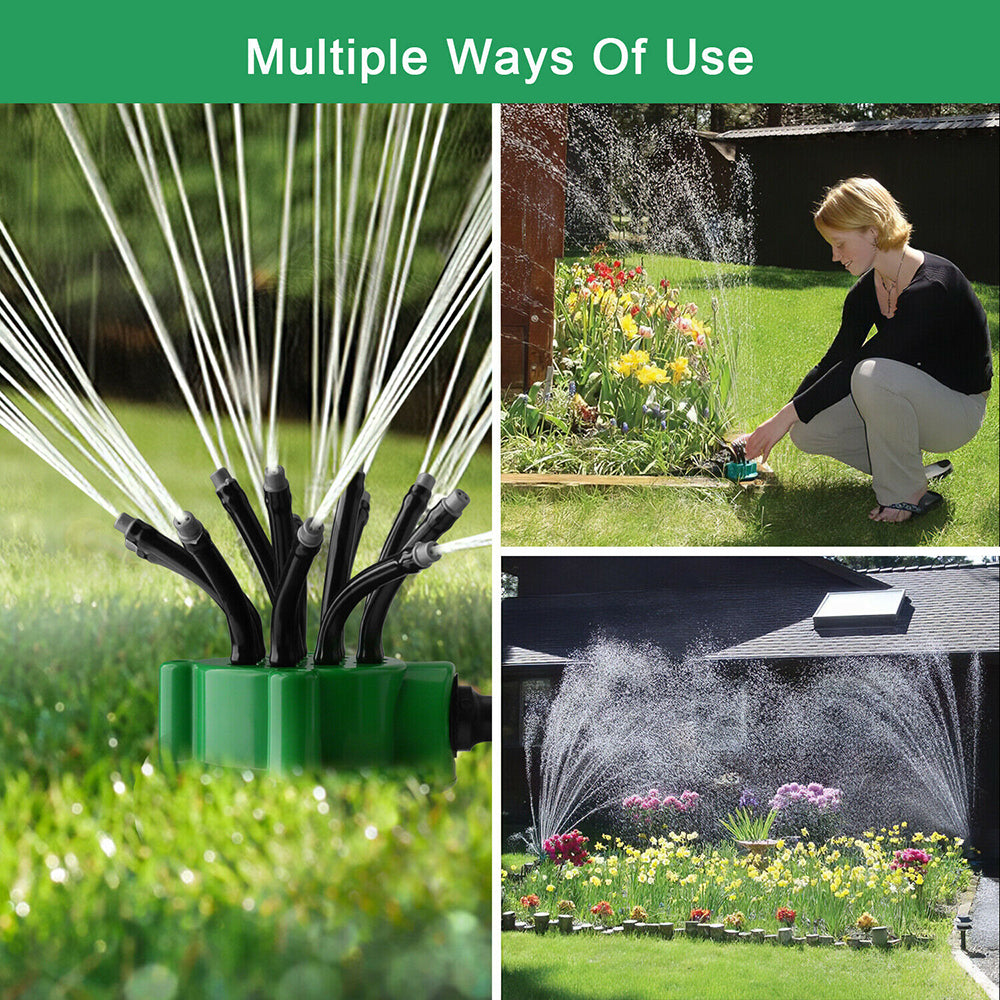 360° Adjustable Flexible 12 Tubes Garden Lawn Automatical Multiple Head Sprinkler