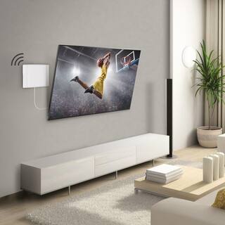 Barkan a Better Point of View Barkan HDTV Passive Tabletop Wall Mounted Flat Indoor Antenna Full HD 360 Reception Easy Assembly White AF40P.W