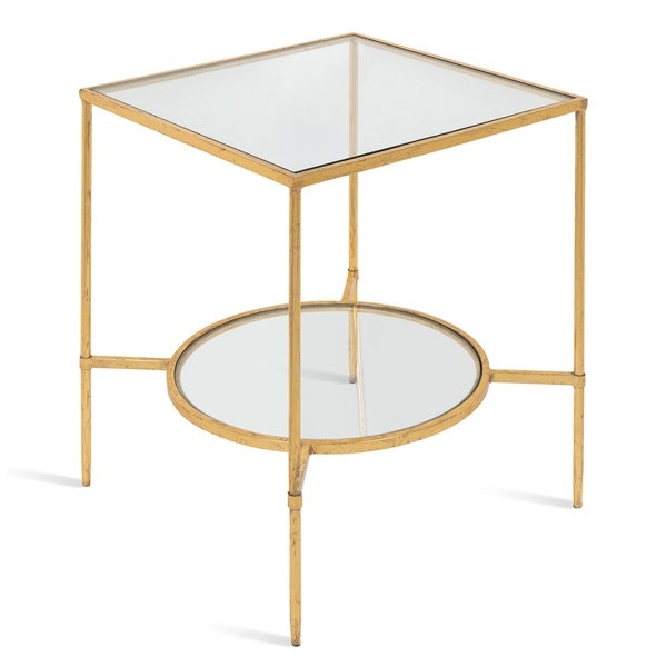 Kate and Laurel Tulare Metal and Glass Side Table - 18.25x18.25x23.25