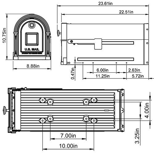 Gibraltar Mailboxes Garrison Large， Steel， Post Mount Mailbox， Venetian Bronze， GM160VB0