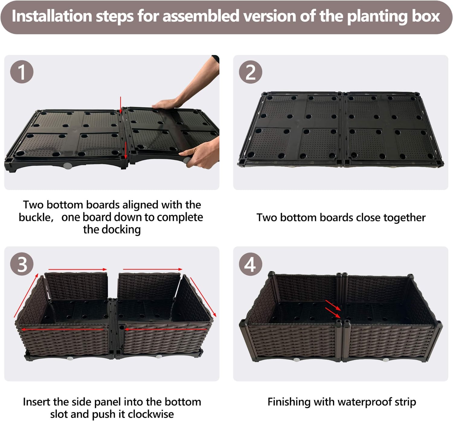 Raised Garden Bed  Self Watering Planter Boxes  Lightweight Raised  Bed Weather Resistant Elevated Garden Kit   Raised Planter Box  4 Piece  Brown  Easy to Assemble