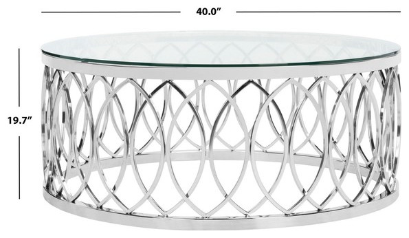 April Glass Top Coffee Table Chrome Safavieh   Contemporary   Coffee Tables   by Safavieh  Houzz