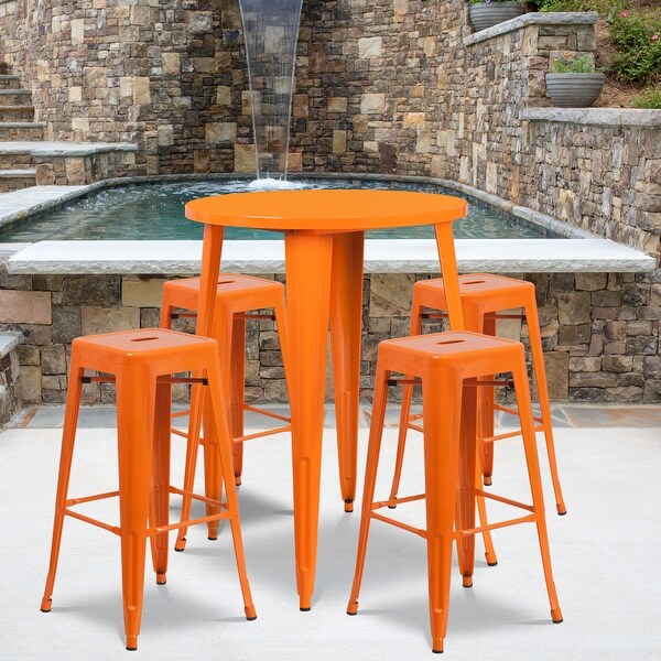 30-inch Indoor/ Outdoor 5-piece Round Metal Table and Stools Set