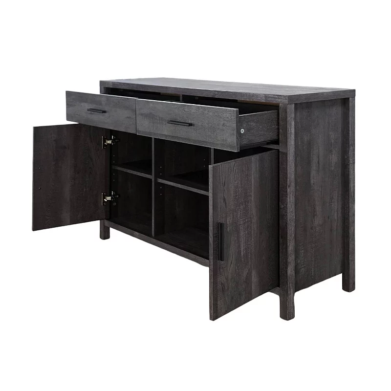 FC Design 47W Sideboard Storage Cabinet， Dining Server Cupboard Buffet Table with Two Cabinets and Drawers