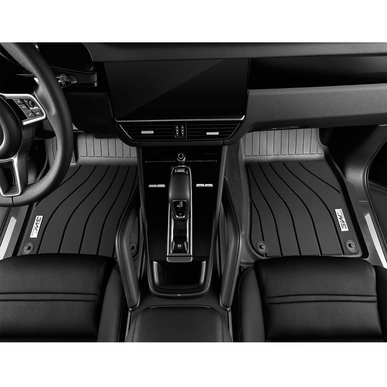 3W Porsche Macan Floor Mats(2014-2023) - Full Set Heavy Duty Car Floor Carpet Mats with Durable Non Toxic TPE Macan Floor Liners All Weather， Black