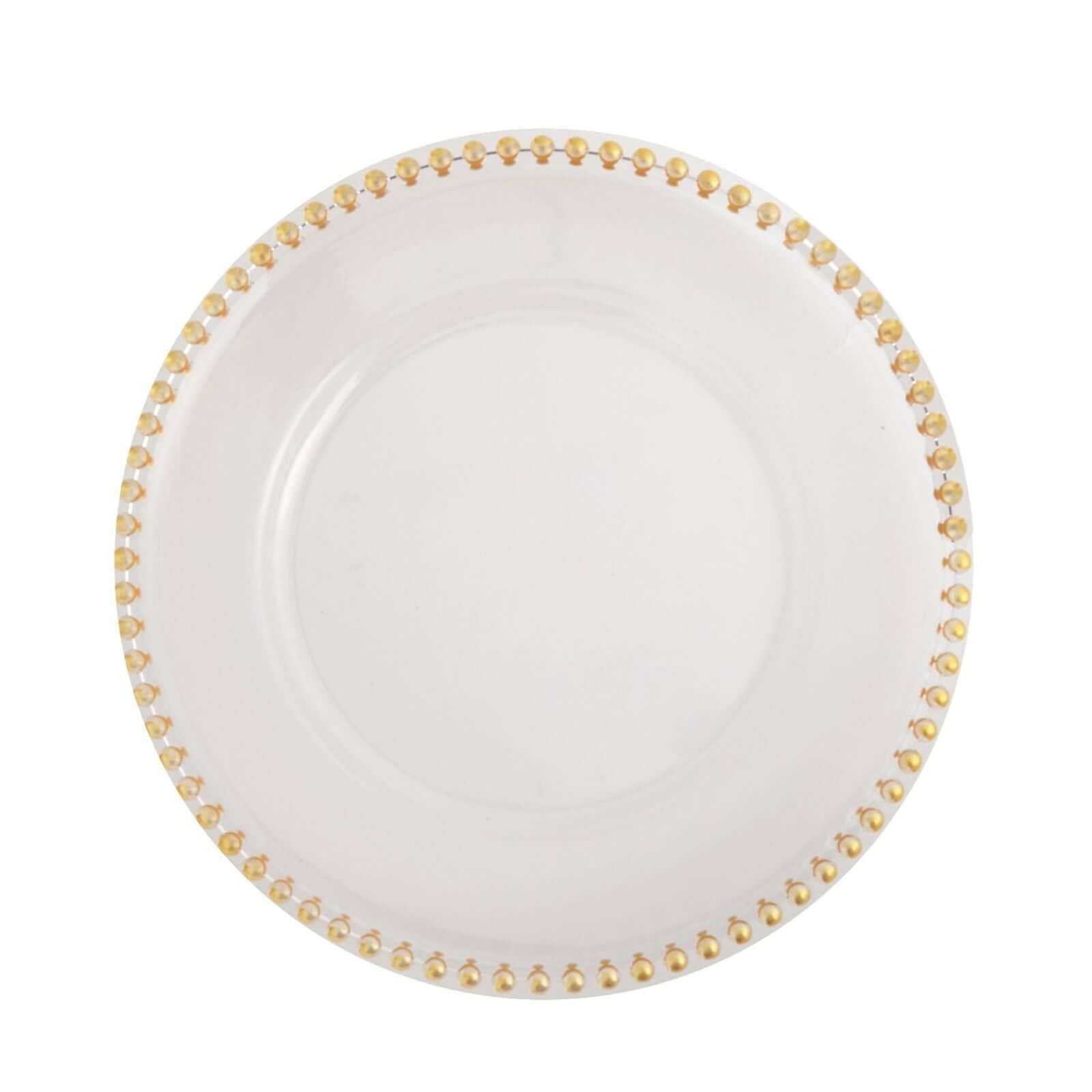 6 Pack Clear Gold Acrylic Plastic Charger Plates With Gold Beaded Rim - 13