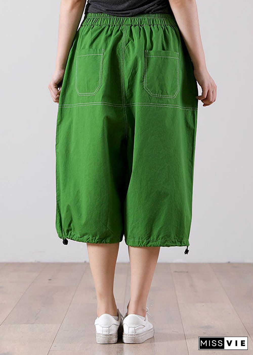 Bohemian Green High Waist Tulle Patchwork Cotton Harem Pants Summer