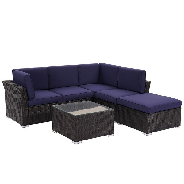 4 pieces Outdoor Patio Furniture Rattan Conversation Sofa Sectional Sets - Overstock - 33808766