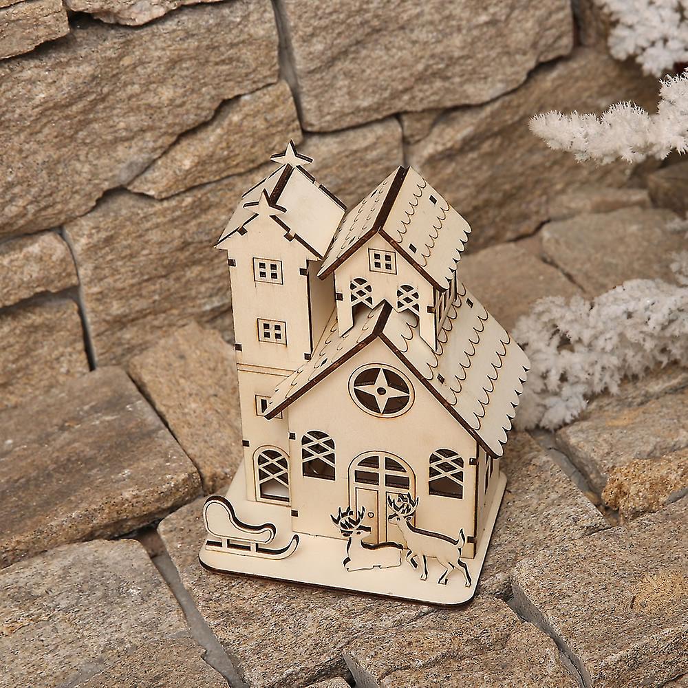 Hanging Wood Chalet With Led Light Christmas Decorative Hotel Bar Cafe House Christmas Tree Decoration Festival Xmas Ornaments