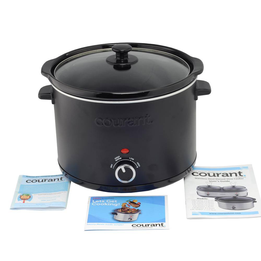 Courant 5 qt. Slow Cooker Removable Ceramic Pot Keep Warm Settings Black Matte MCSC5024K974