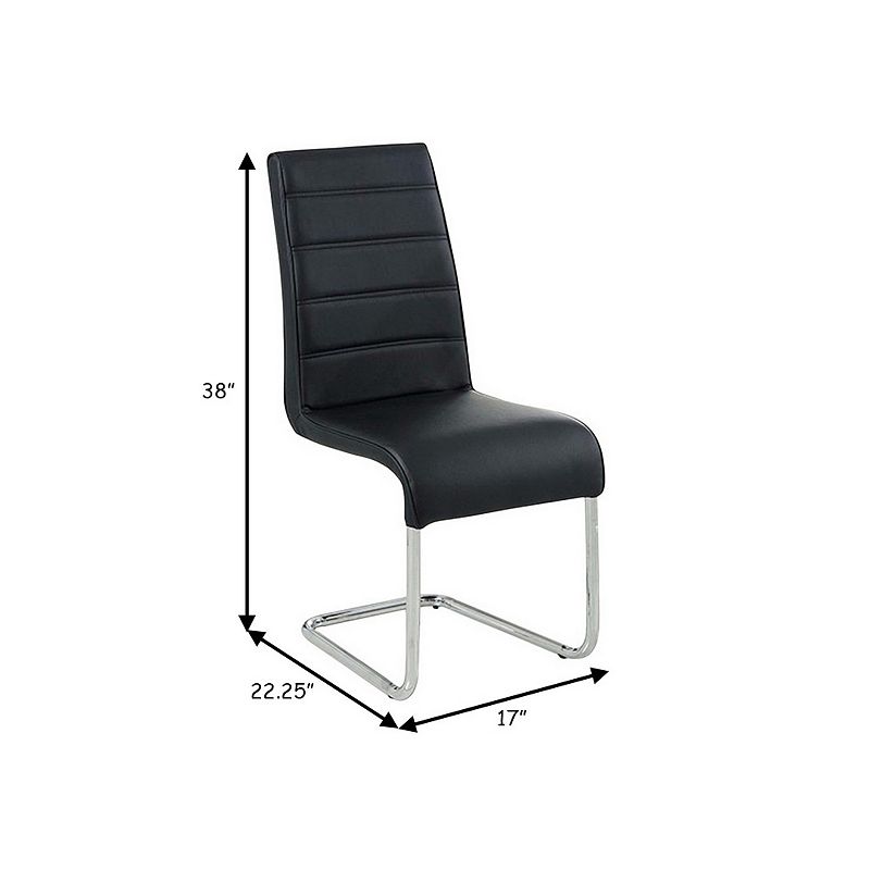 Mauna Contemporary Black Side Chair With Steel Tube， Black Finish， Set of 2