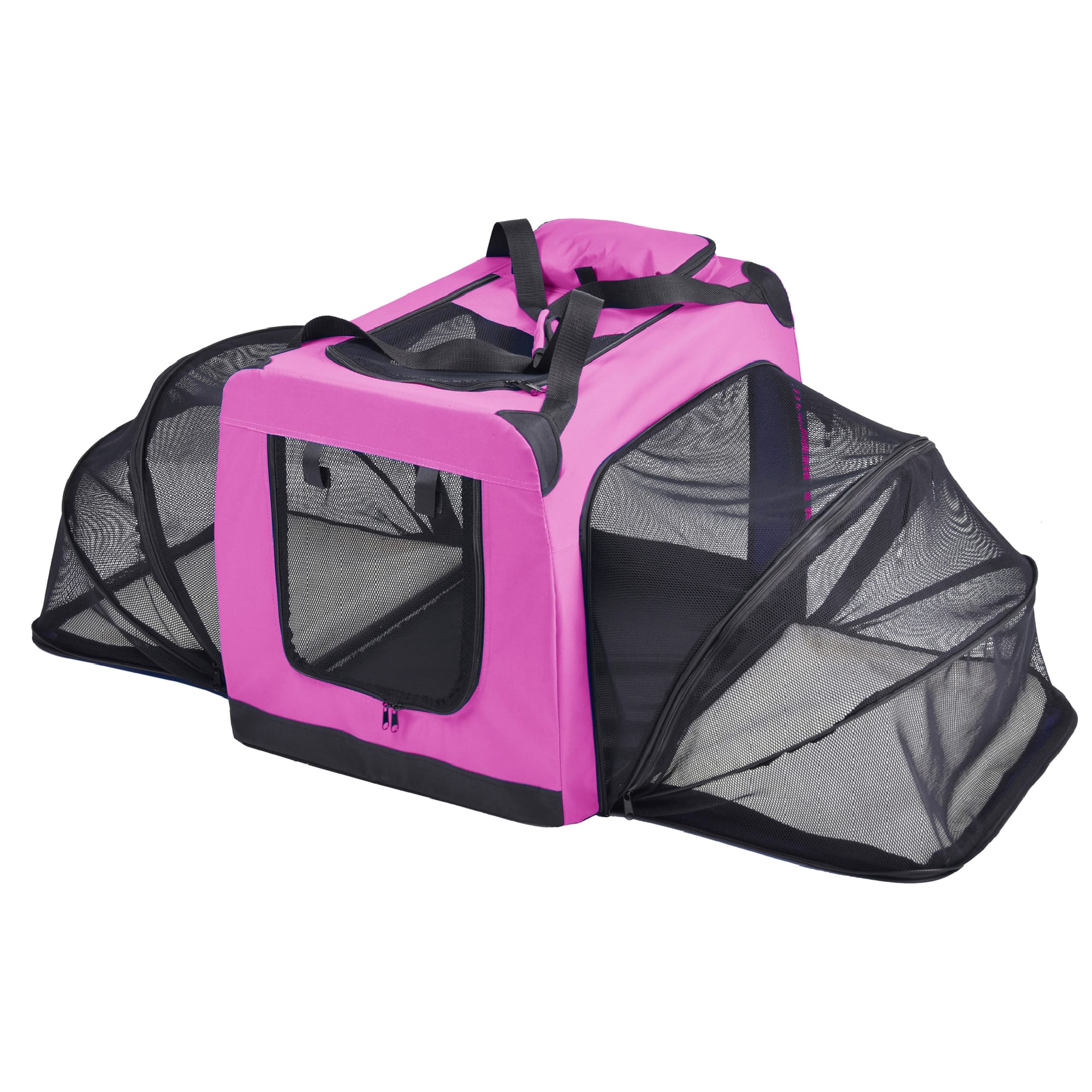 Pet Life Pink Hounda Accordion Metal Framed Soft-Folding Collapsible Expandable Dog Crate， 31.9