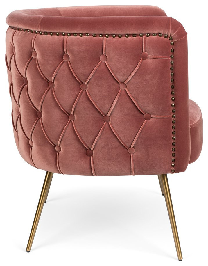 Pink Tufted Barrel Chair  Bold Monkey Such A Stud   Midcentury   Armchairs And Accent Chairs   by Luxury Furnitures  Houzz