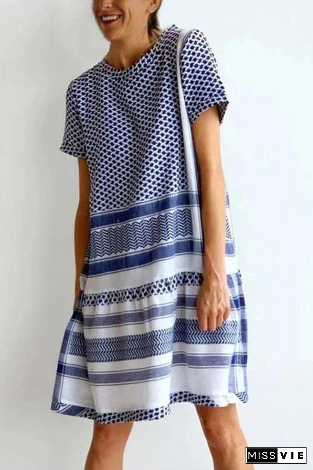 Print Short Sleeve Loose Dress