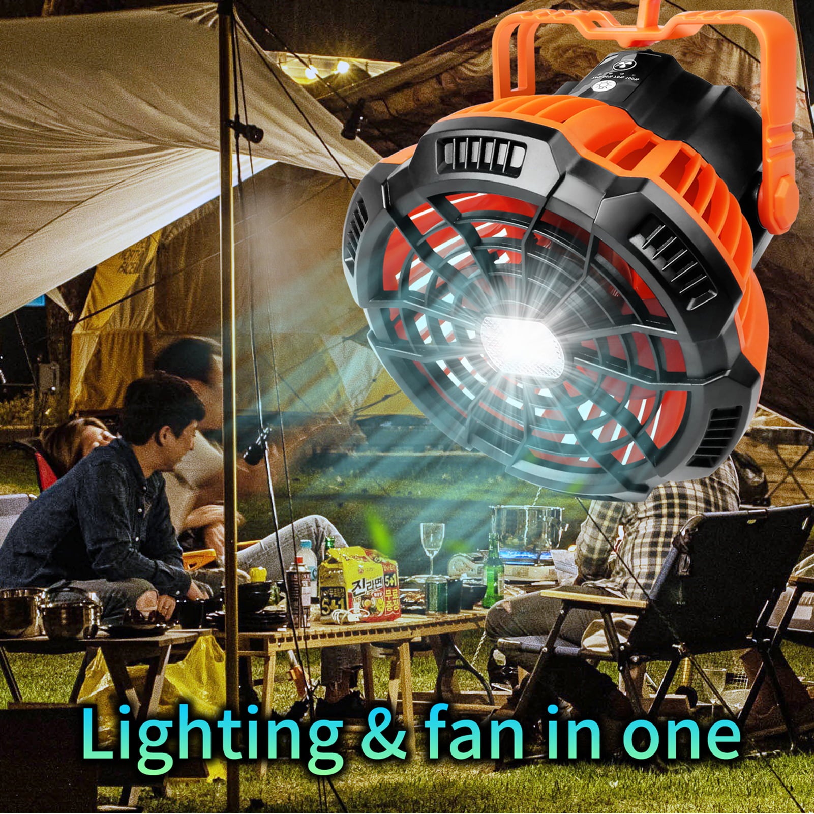 2-in-1 Camping Fan Lantern Hanging Tent Fan Lantern Power Bank Tent Fan for Camping Fishing