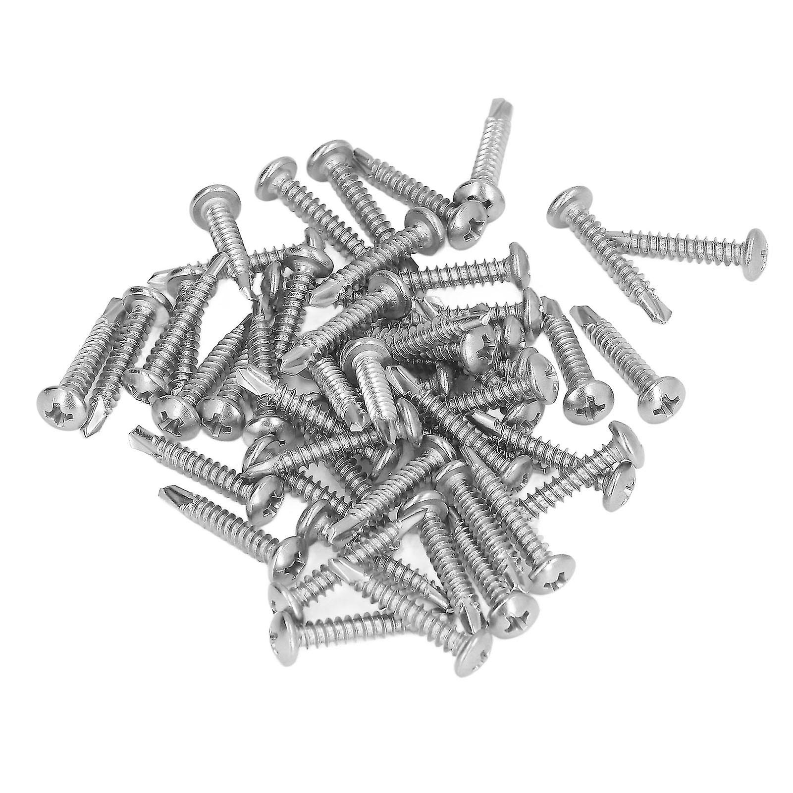 100Pcs Self Drilling Screw Stainless Steel Cross Round Head M4.2x25 Fastener Set Kit