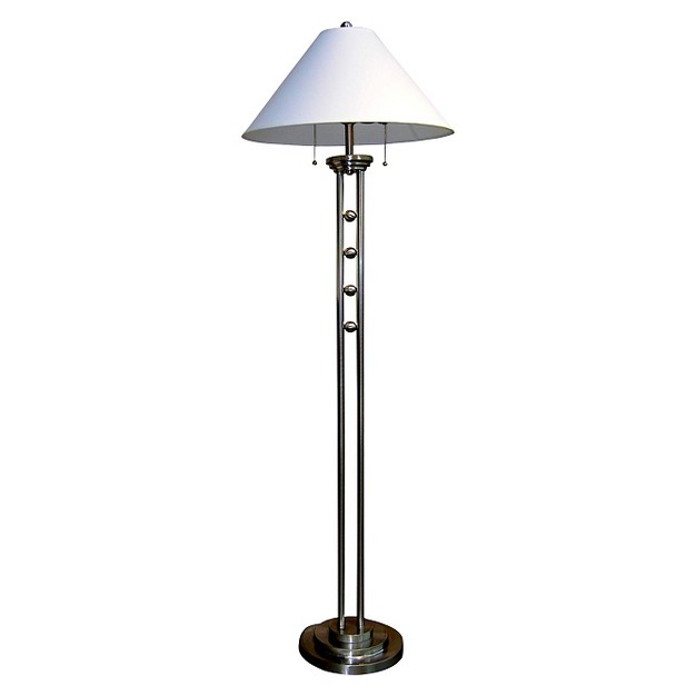 Traditional Metal Floor Lamp With Unique Etched Base Silver Ore International