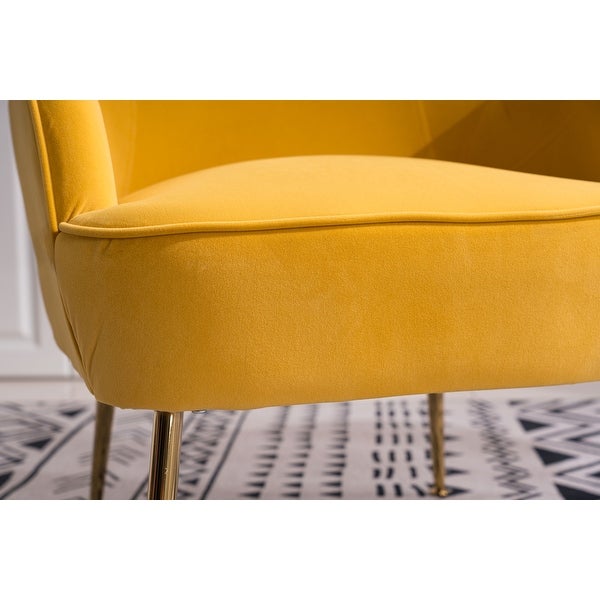 Modern Soft Velvet Material Yellow Ergonomics Accent Chair Living Room Chair Bedroom Chair Home Chair， Yellow