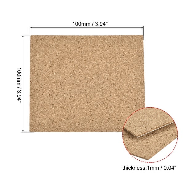 100x100x1mm Square Coasters Cork Cup Mat Pad Adhesive Backed 60pcs - Wood