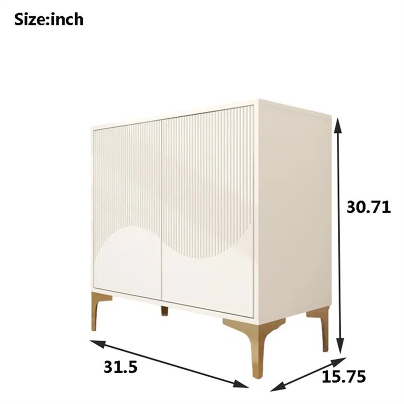 Modern Storage Cabinet with 2 Doors  Sideboard Buffet Cabinet with Gold Metal Legs  Accent Entryway Table