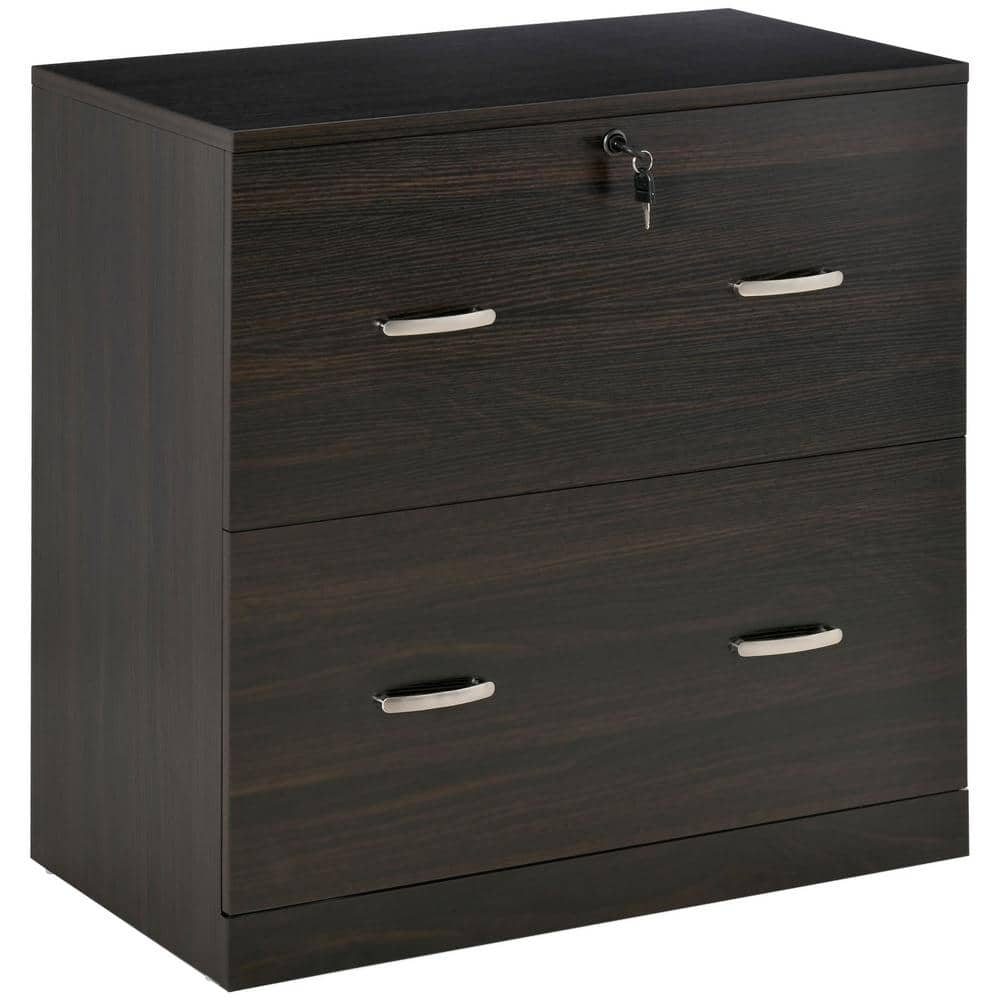 Vinsetto Walnut Particle board 2-Drawer File Cabinet with Hanging Bar for A4 Size 924-040V80