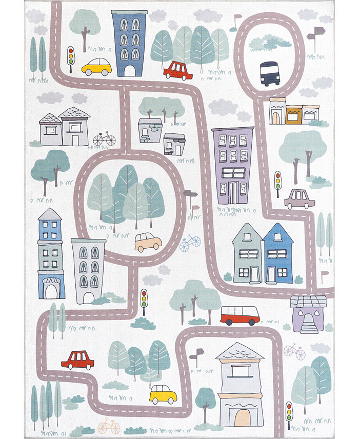 nuLoom Felix Chalea Kids Town Washable 5 x 8 Area Rug