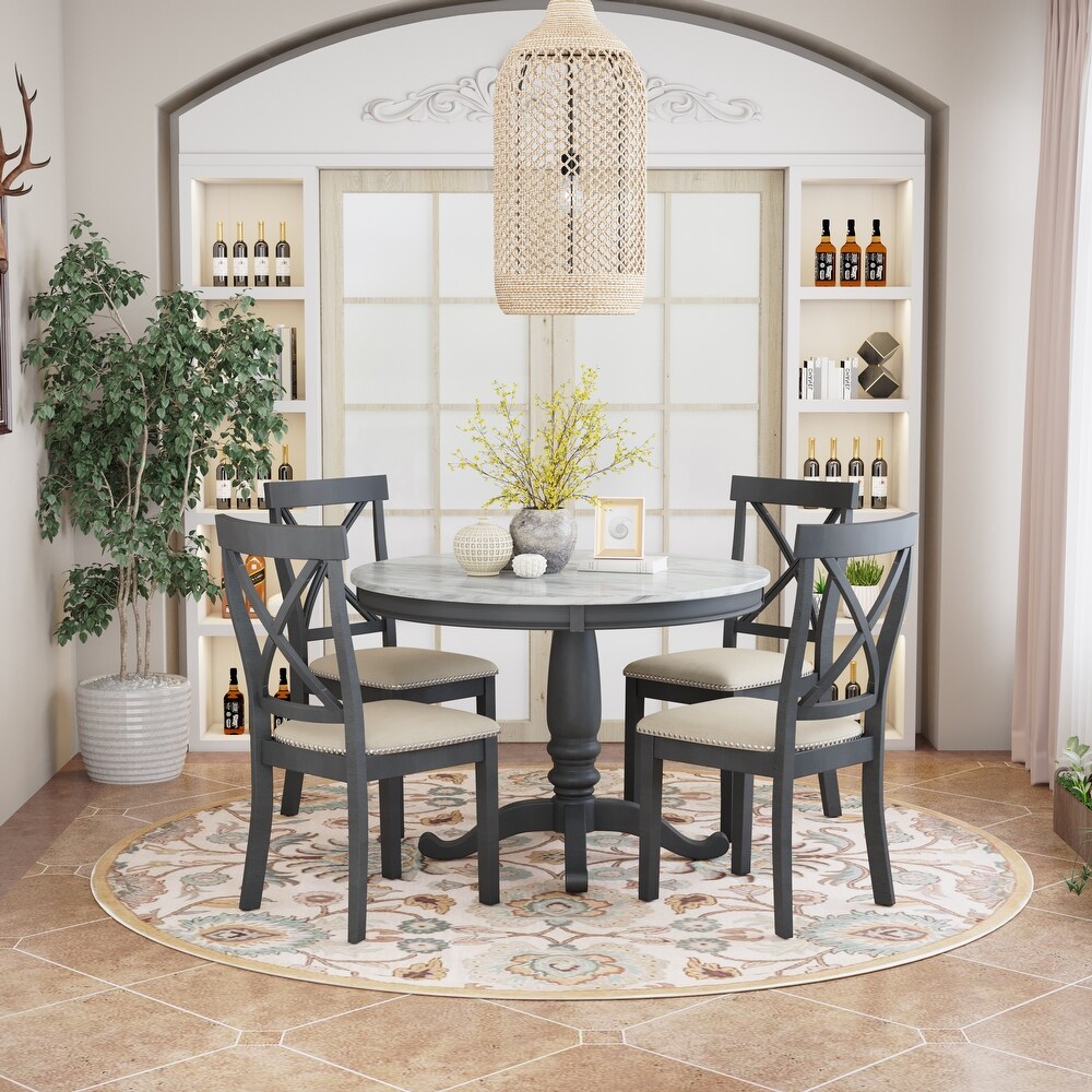 5 Pieces Dining Table and Chairs Set