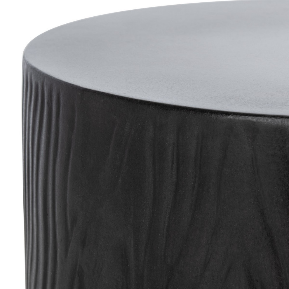 Talla Indoor/Outdoor Modern Concrete Round 16.5 quotAccent Table  Black   Industrial   Outdoor Side Tables   by Rustic Home Furniture Deco  Houzz