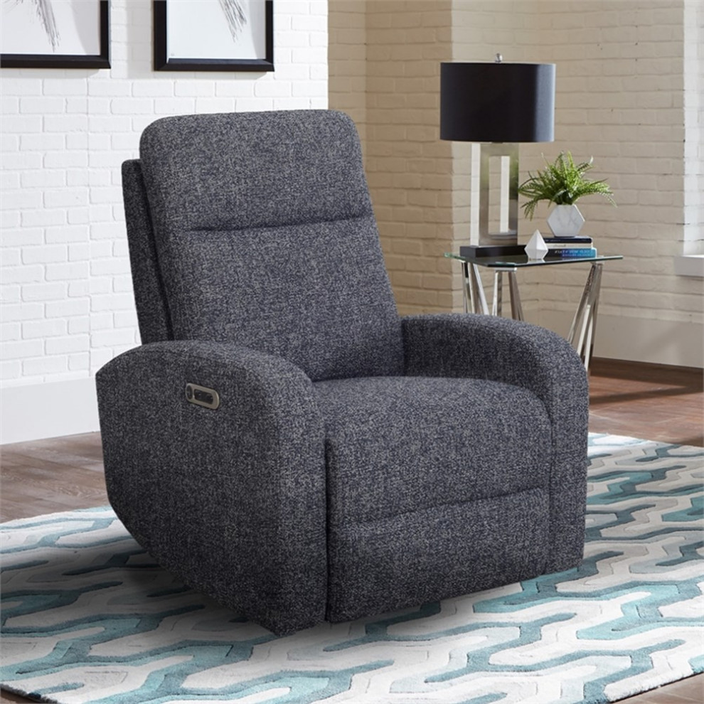 Bowery Hill Contemporary Fabric Recliner with Integrated USB Charger in Blue   Contemporary   Recliner Chairs   by Homesquare  Houzz