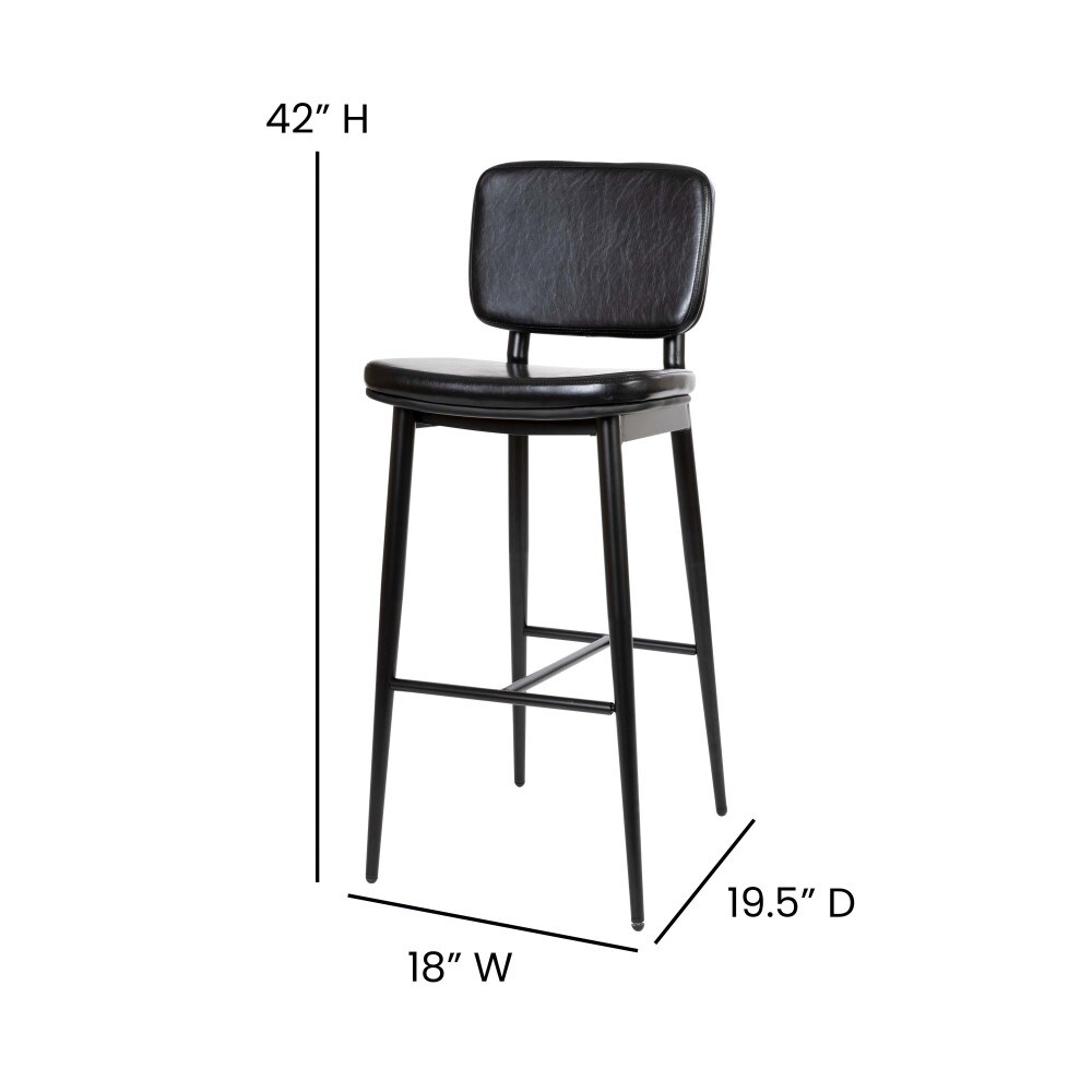 Set of 2 Upholstered Bar Stools with Metal Frames