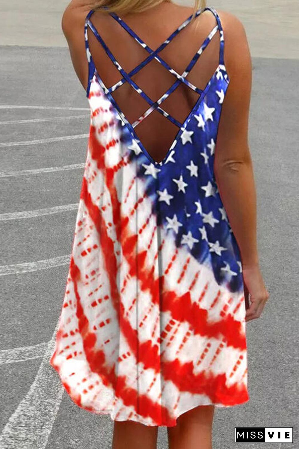 Independence Day Print Slip Dress Wholesale