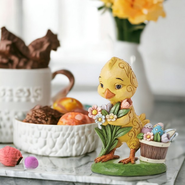 Jim Shore One Cute Easter Chick One Figurine 5 0 Inches Painted Eggs Flowers 6014393 Polyresin Yellow