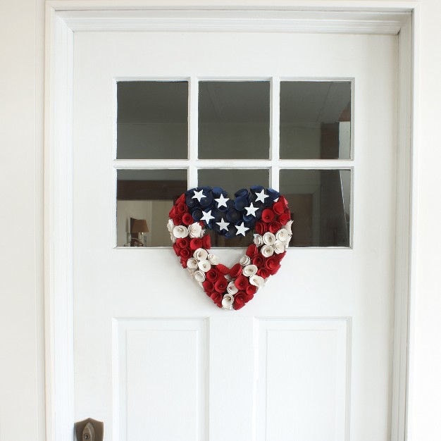 American Flag Themed Heart Shaped Wreath National Tree Company