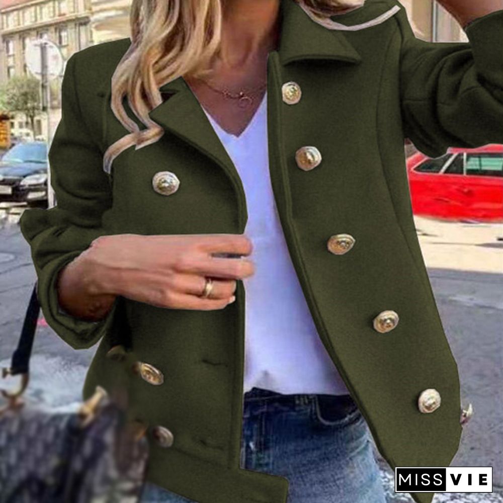 New Autumn Fashion Long Sleeve Turn-down Jacket Ladies Casual Single Breasted Slim Coat Ladies Retro Solid Color Office Jackets