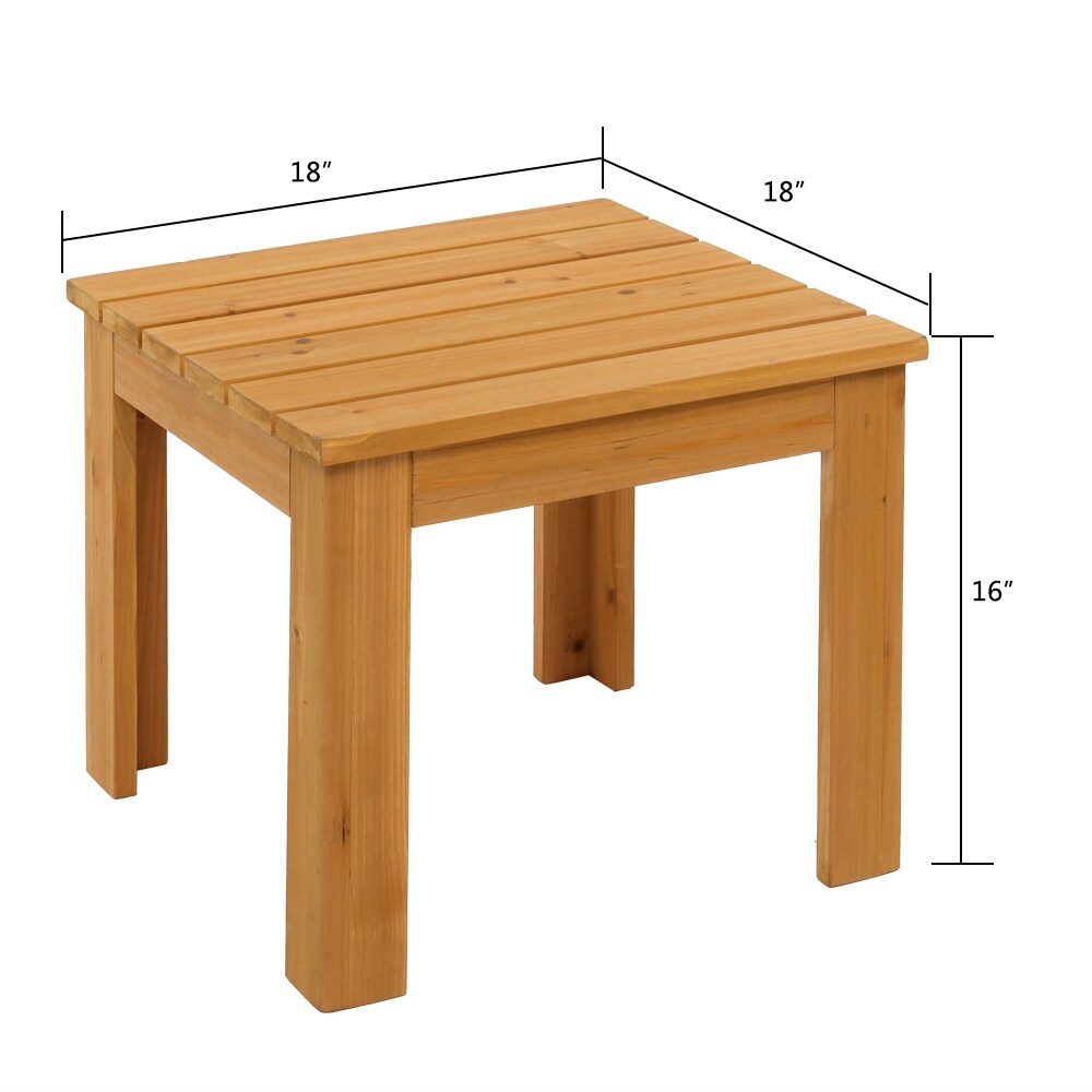 Wooden Square Side End Table Patio Coffee Bistro Table Indoor Outdoor Natural   18 x 18 x 16)\