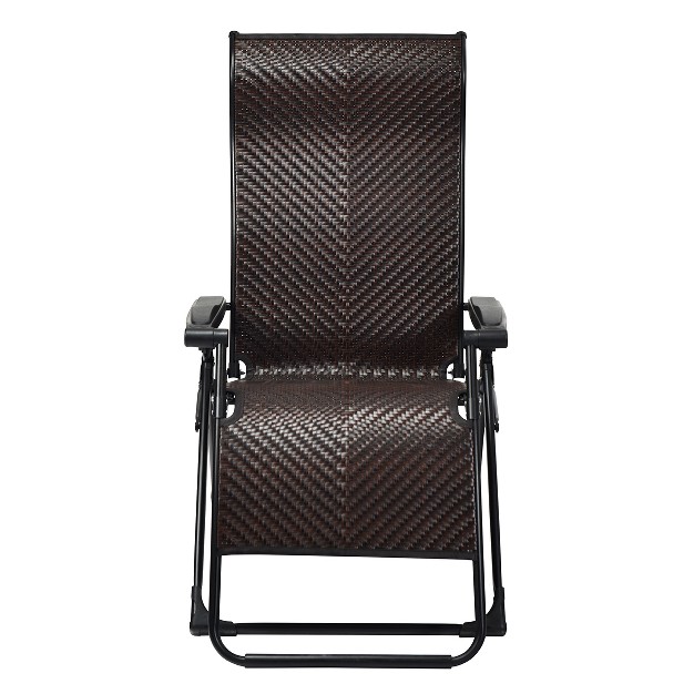 Tangkula Patio Rattan Wicker Recliner Chair Zero Gravity Folding Chaise Lounger