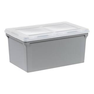 IRIS 44 qts. Wing-Lid Latter Size File Organizer Box in Gray with Clear Lid 500228